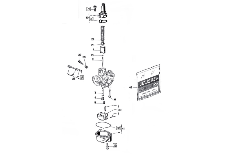 Exploded view Carburateuronderdelen Dell'Orto (1403) - Cilinderpakkingset