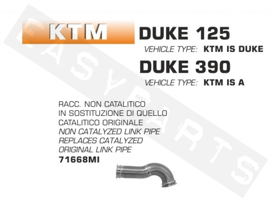 SUPPRIME-CATALYSEUR ARROW KTM DUKE 125 2017/18/19/20-71668MI